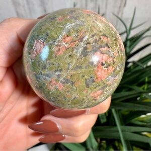 Natural Unakite Crystal Sphere – Polished Gemstone Orb Healing Stone